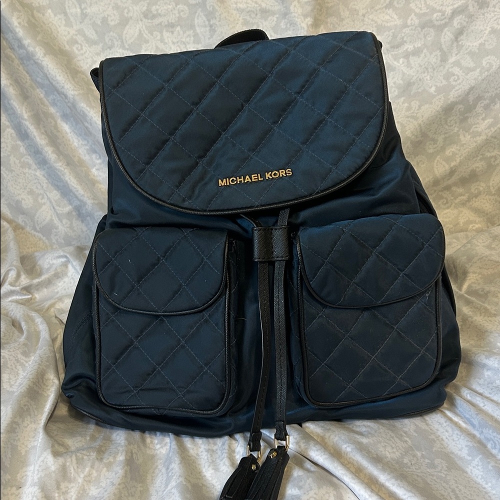 Michael Kors Navy Quilted Backpack